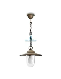 Suspension Moretti Luce 1362.t.ar laiton antique, cuivre, verre transparent, cuivré E27, IP44, 75 W